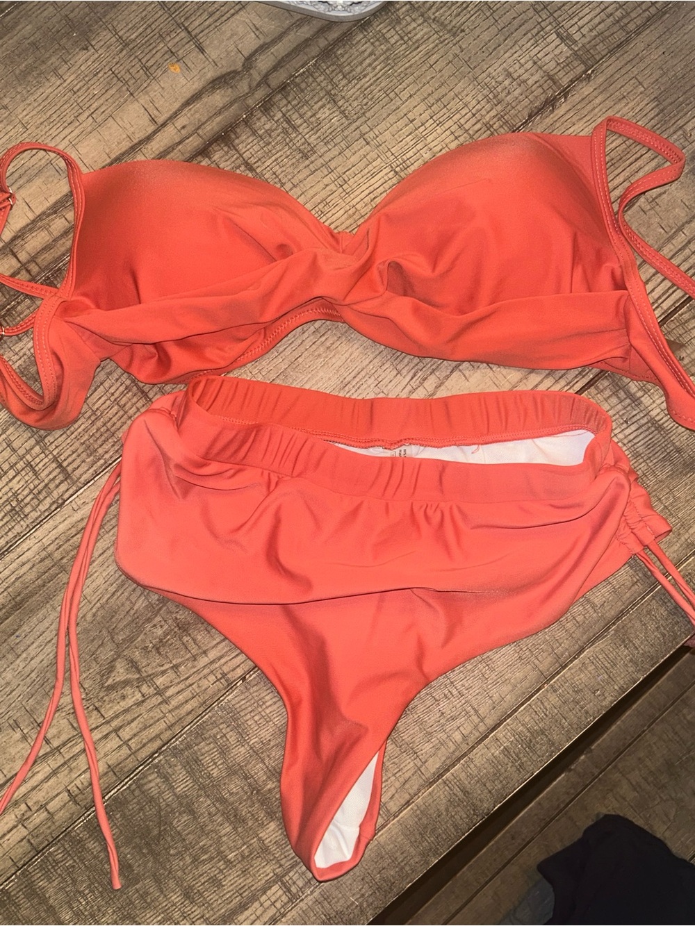 SHEIN Coral Strap Bandeau Bikini Set